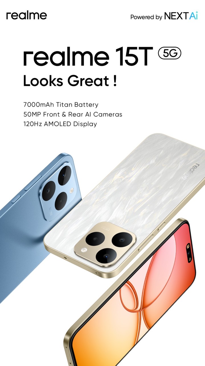 Realme 15T 5G: Baterai 7000 mAh & AMOLED